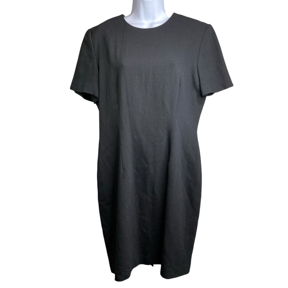 Vtg‎ 80s Oberon Black Wool Shift Dress Sz 10 Old Money Classic Quiet Luxury Mod